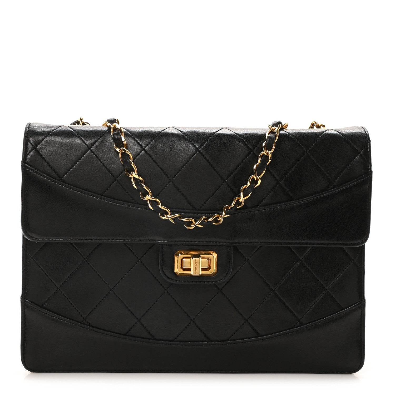 Lambskin Quilted Medium Mademoiselle Single Flap Black