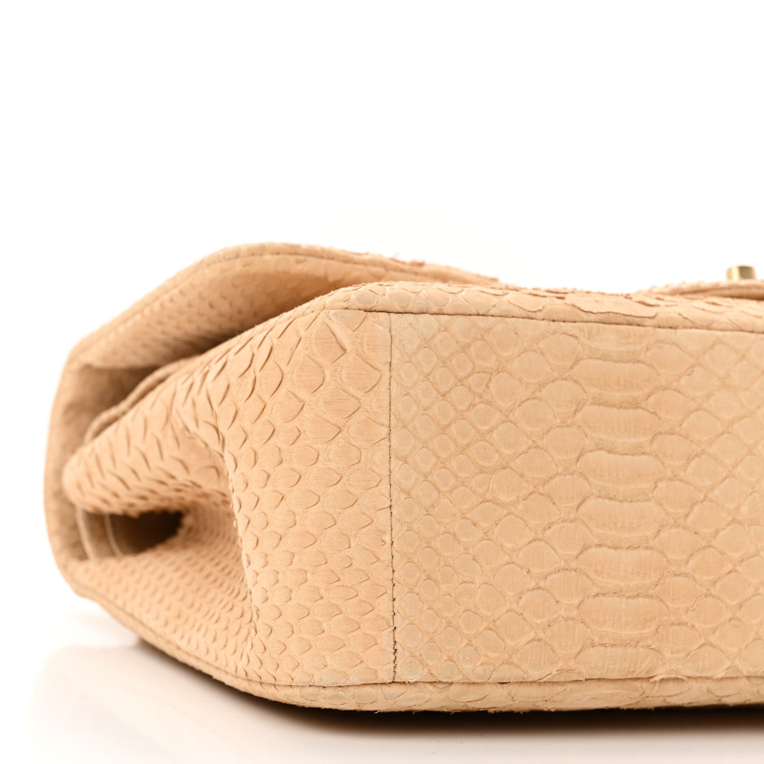 Snakeskin Jumbo Double Flap Beige