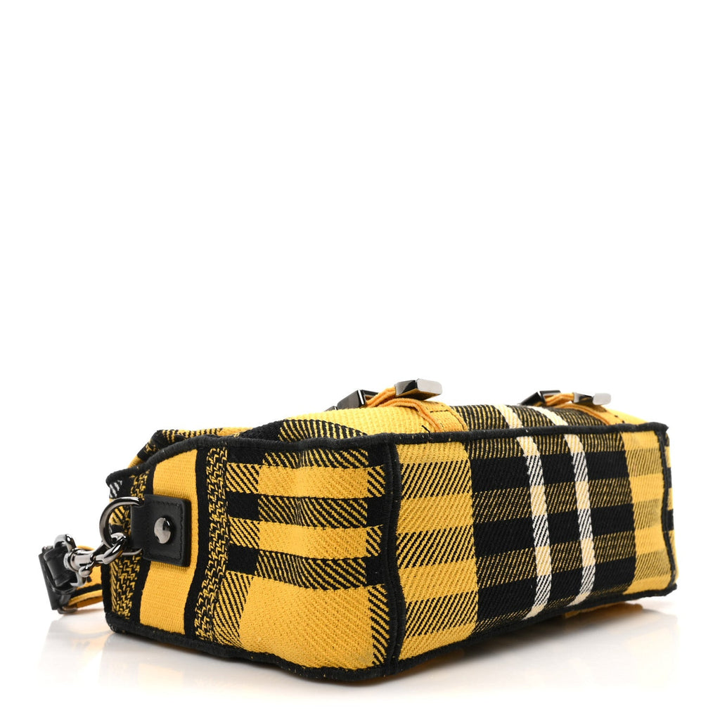 Canvas Check Embroidered Small Diorcamp Bag Yellow Black