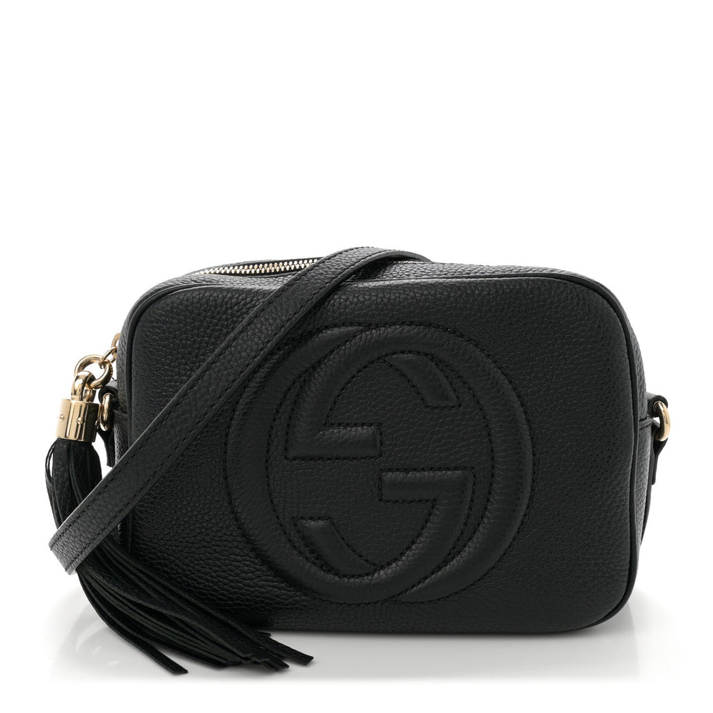 Pebbled Calfskin Small Soho Disco Bag Black