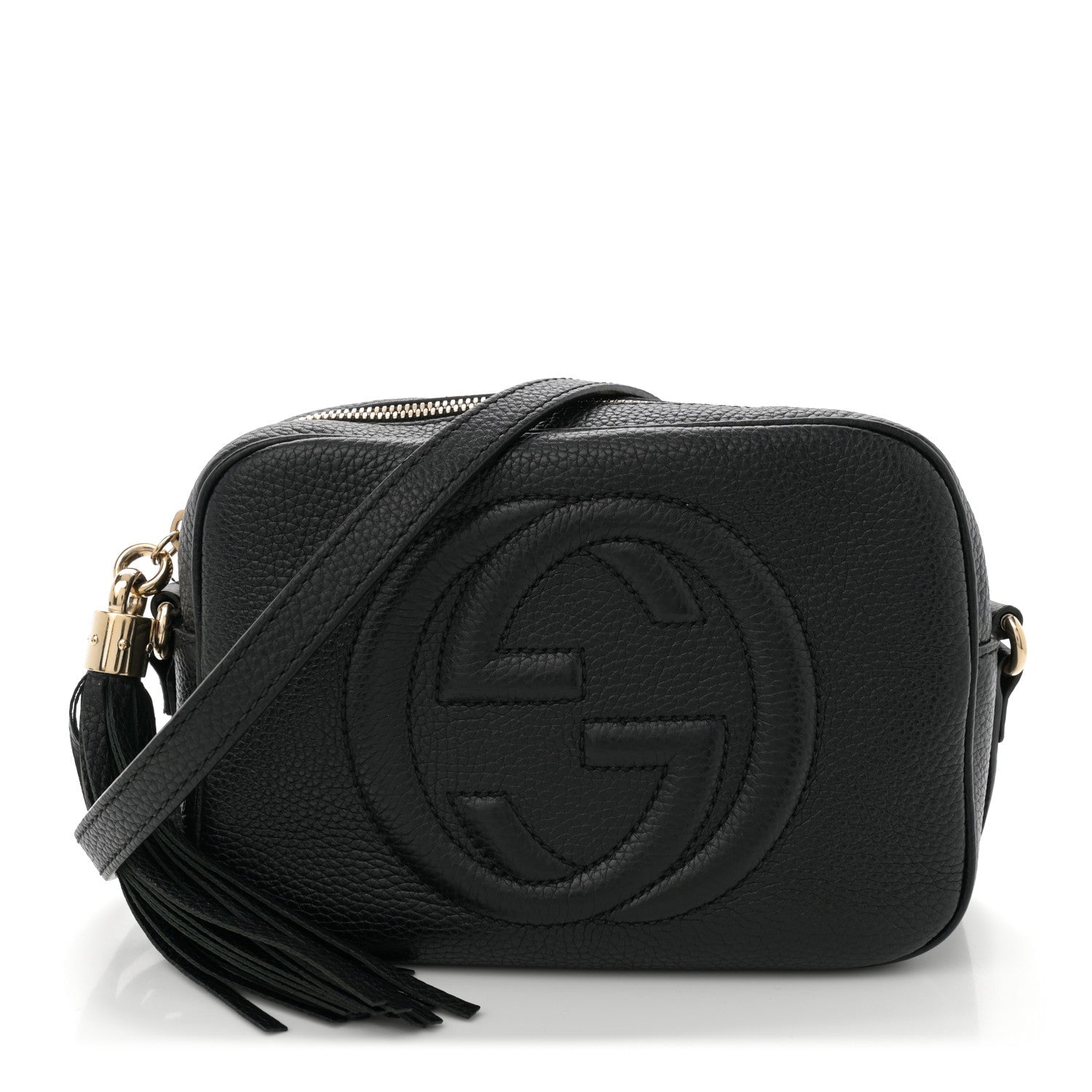 Pebbled Calfskin Small Soho Disco Bag Black