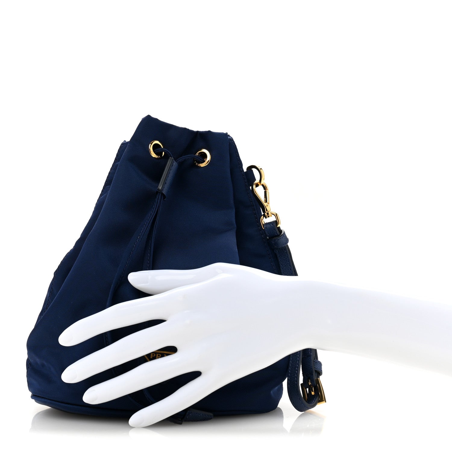 Saffiano Tessuto Nylon Bucket Wristlet Royal
