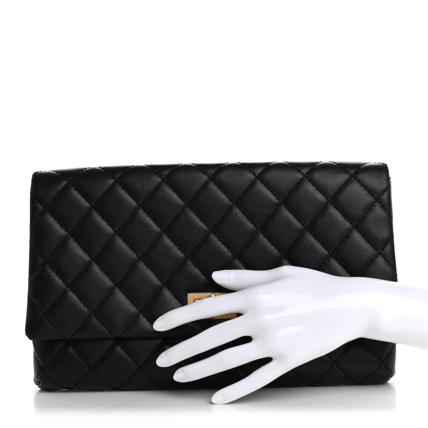 Aged Calfskin Quilted Reissue 2.55 Clutch Black