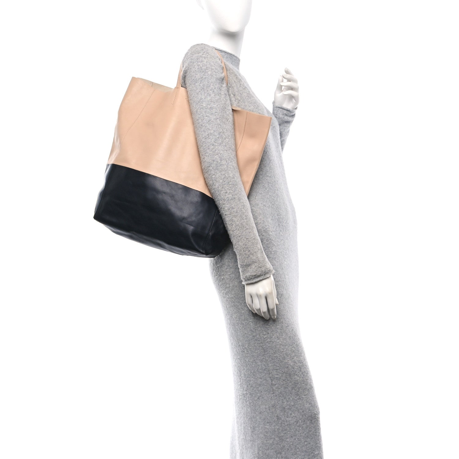Lambskin Horizontal Bi-Cabas Nude Black