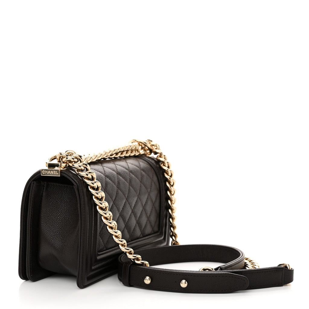 Caviar Quilted Small Boy Flap Dark Brown