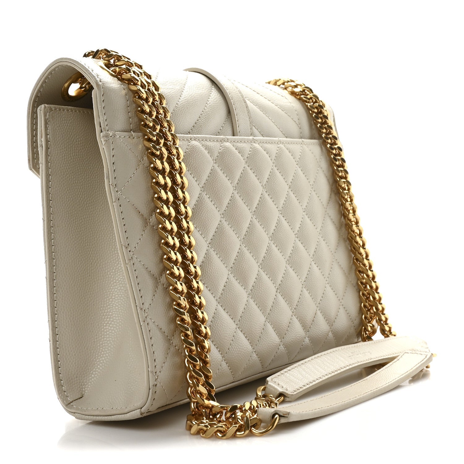 Grain De Poudre Textured Mixed Matelasse Medium Triquilt Monogram Satchel Crema Soft