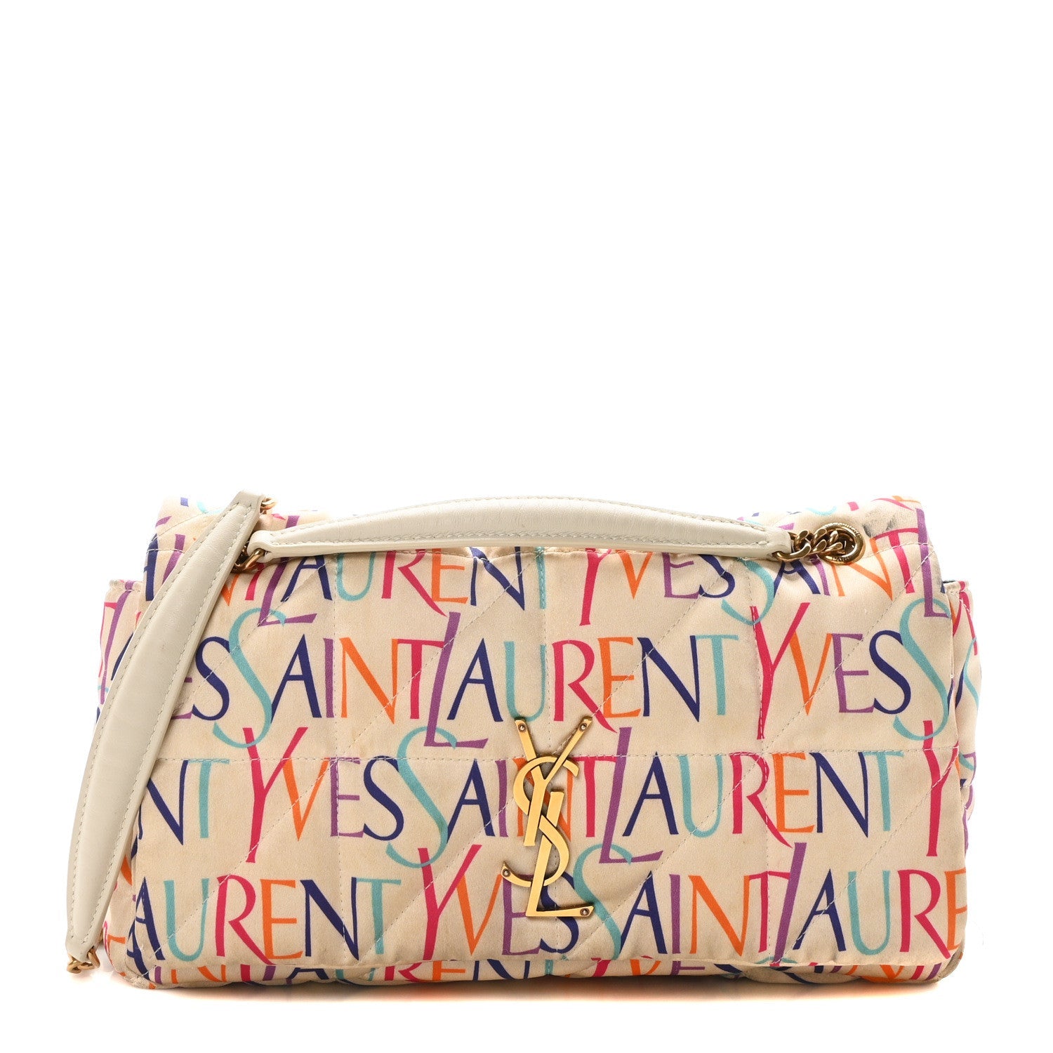 Silk Carre Rive Gauche Print Patchwork Monogram Medium Jamie Multicolor White