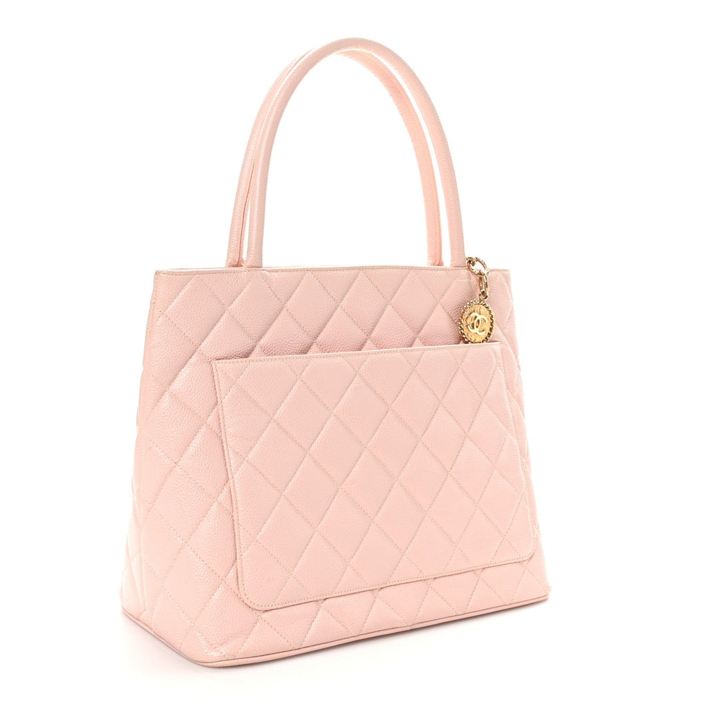 Caviar Quilted Medallion Tote Light Pink