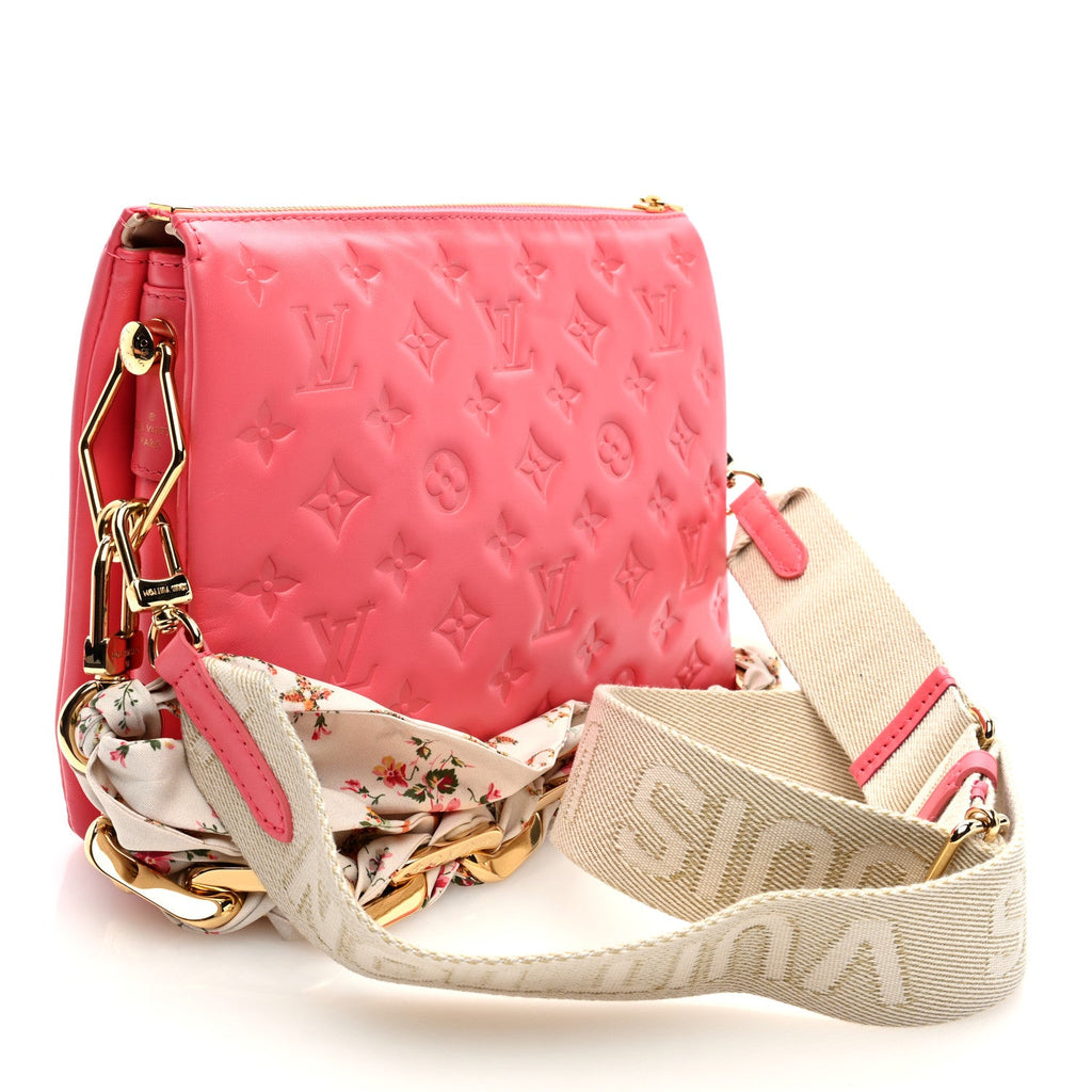 Lambskin Embossed Monogram LV Bloom Coussin PM Pink