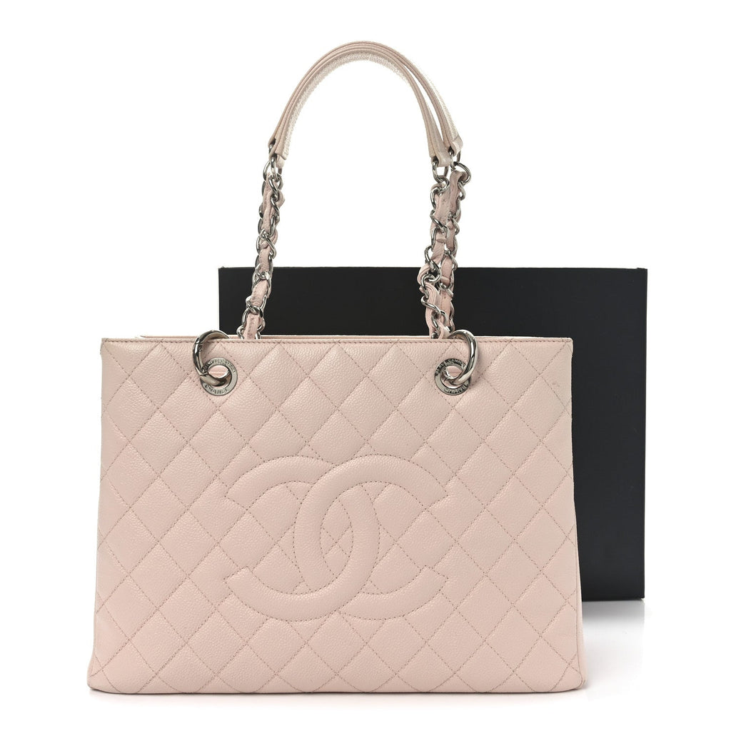 Caviar Quilted Grand Shopping Tote GST Rose Clair