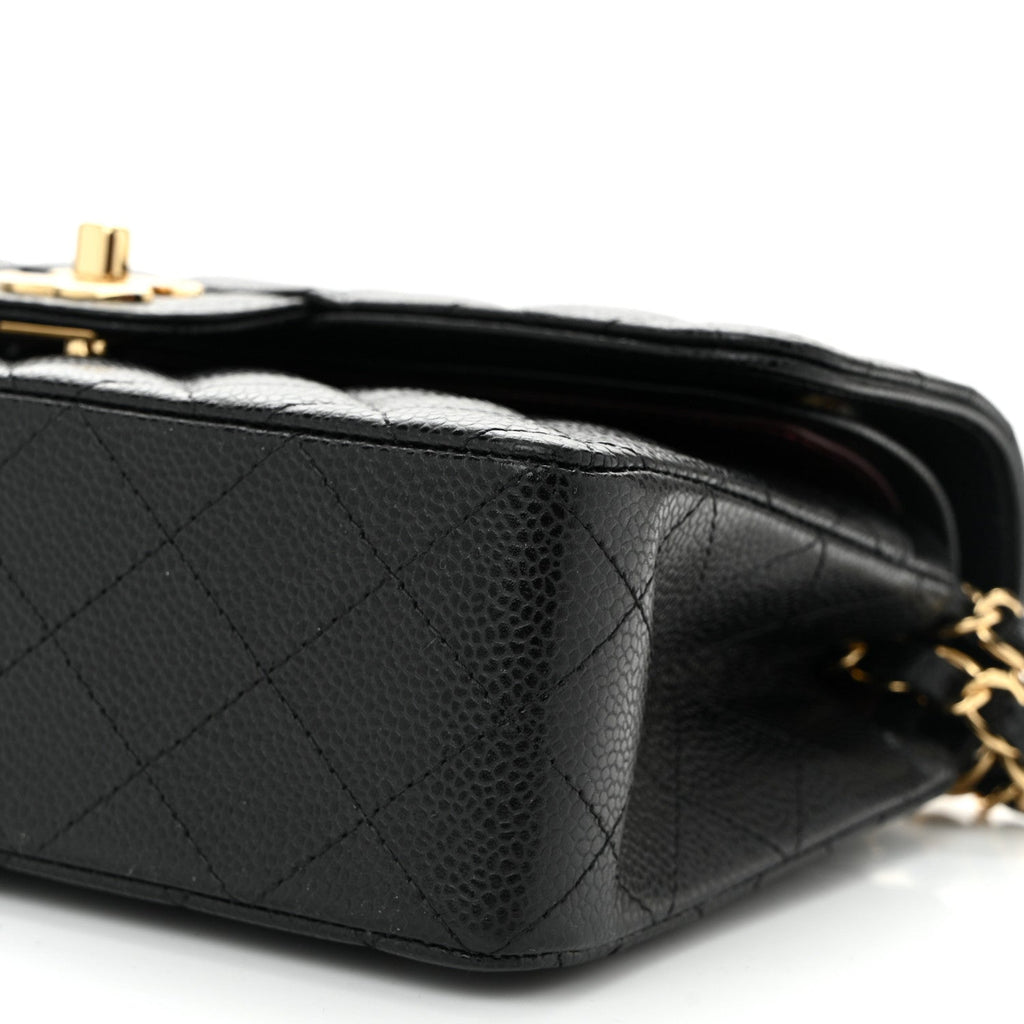 Caviar Quilted Small Double Flap Black