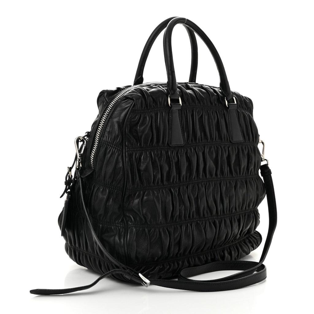 Nappa Gaufre Double Zip Tote Black