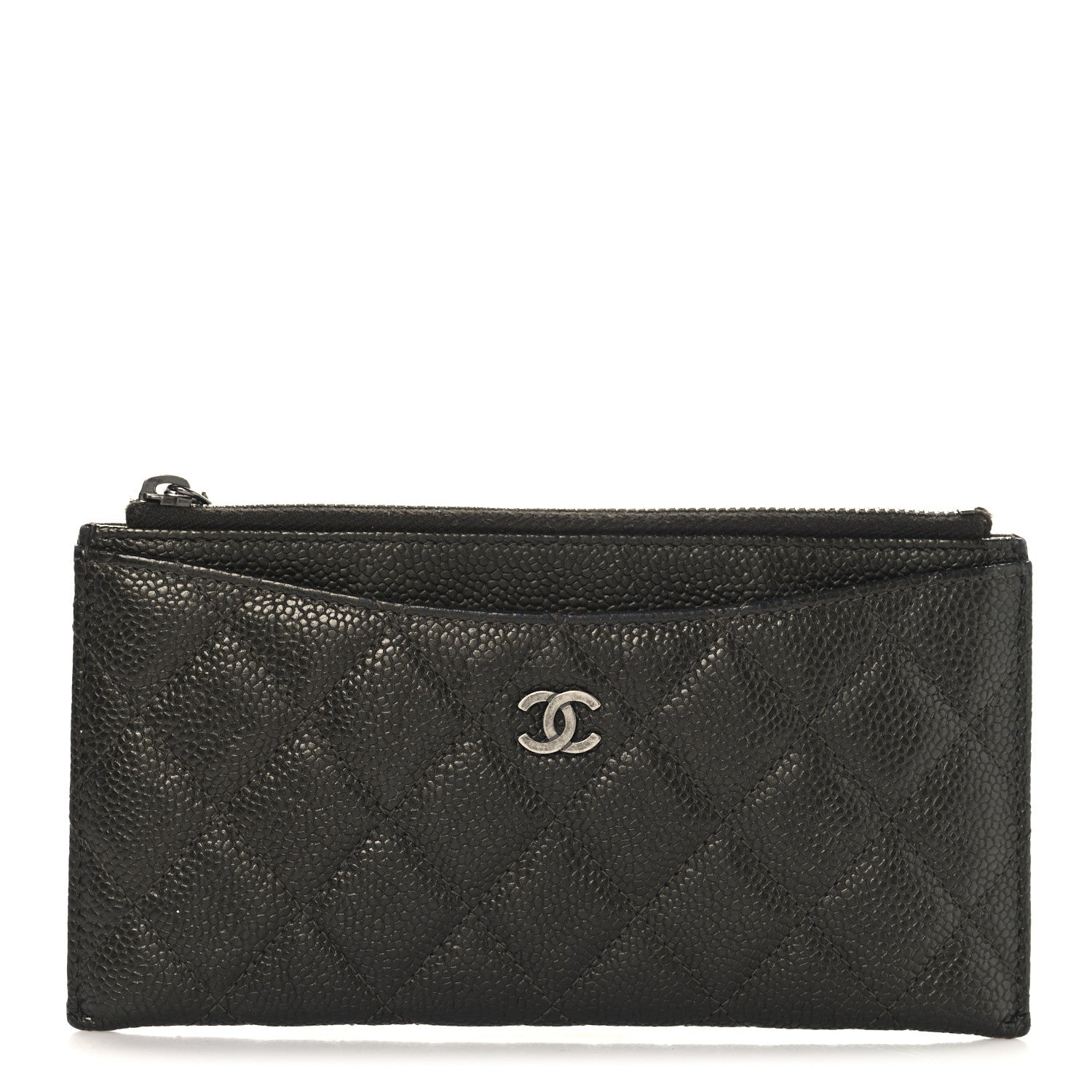 Caviar Quilted Classic Zip Pouch Black