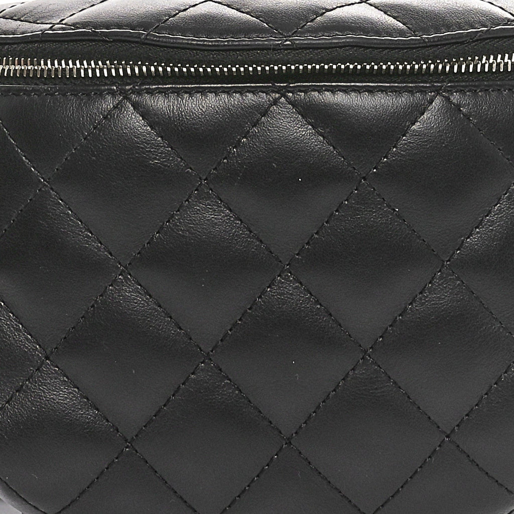 Calfskin Quilted Waist Belt Bag Black
