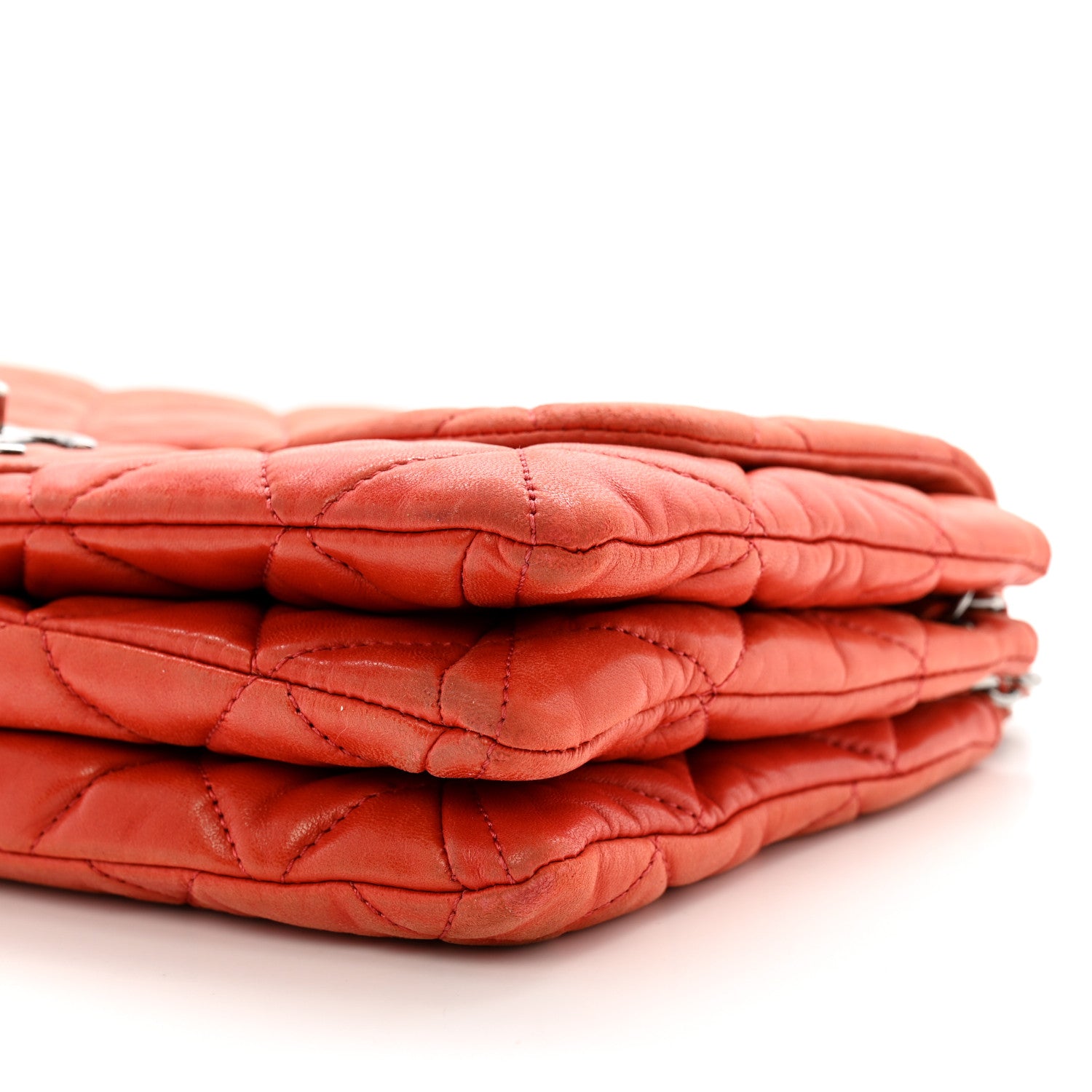 Lambskin Quilted Chanel 3 Accordion Flap Bag Red
