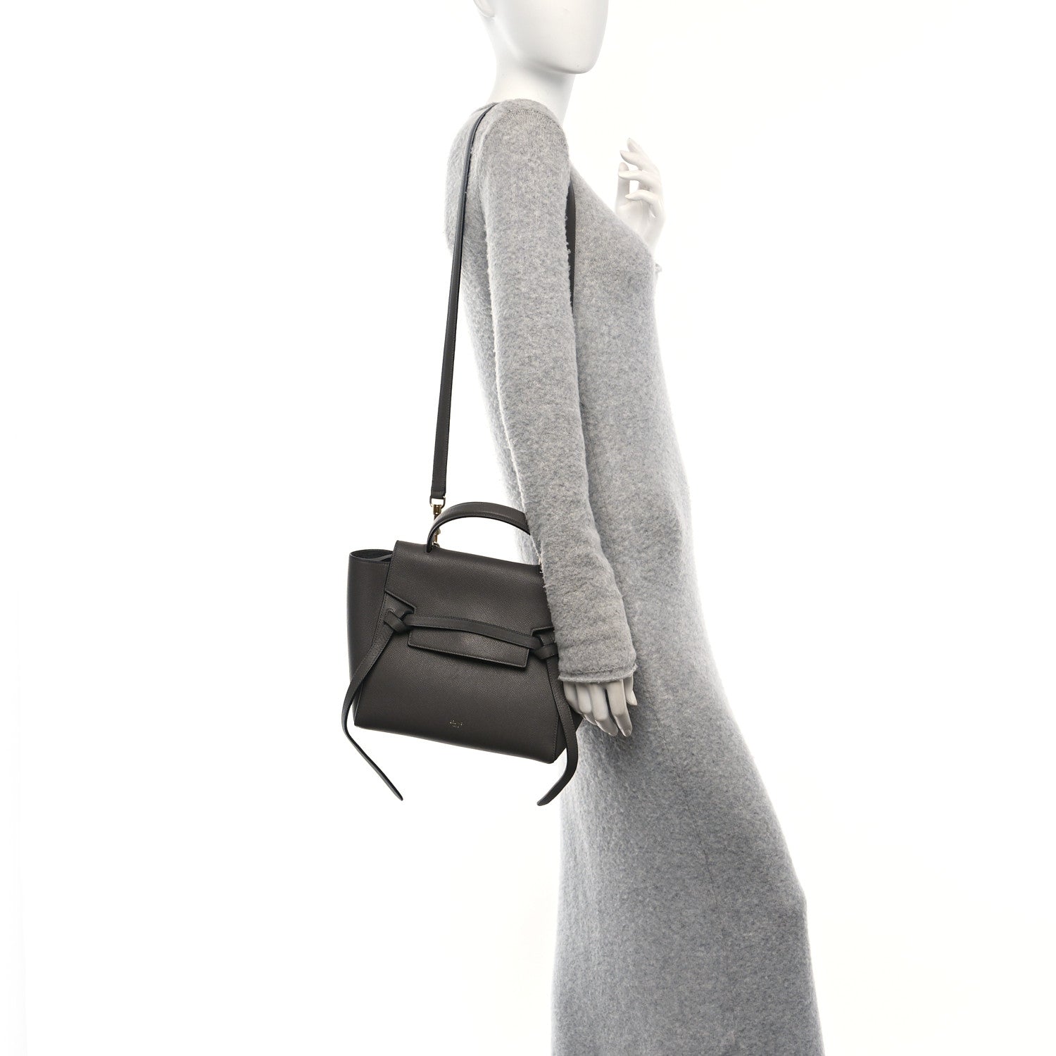 Grained Calfskin Micro Belt Bag Grey