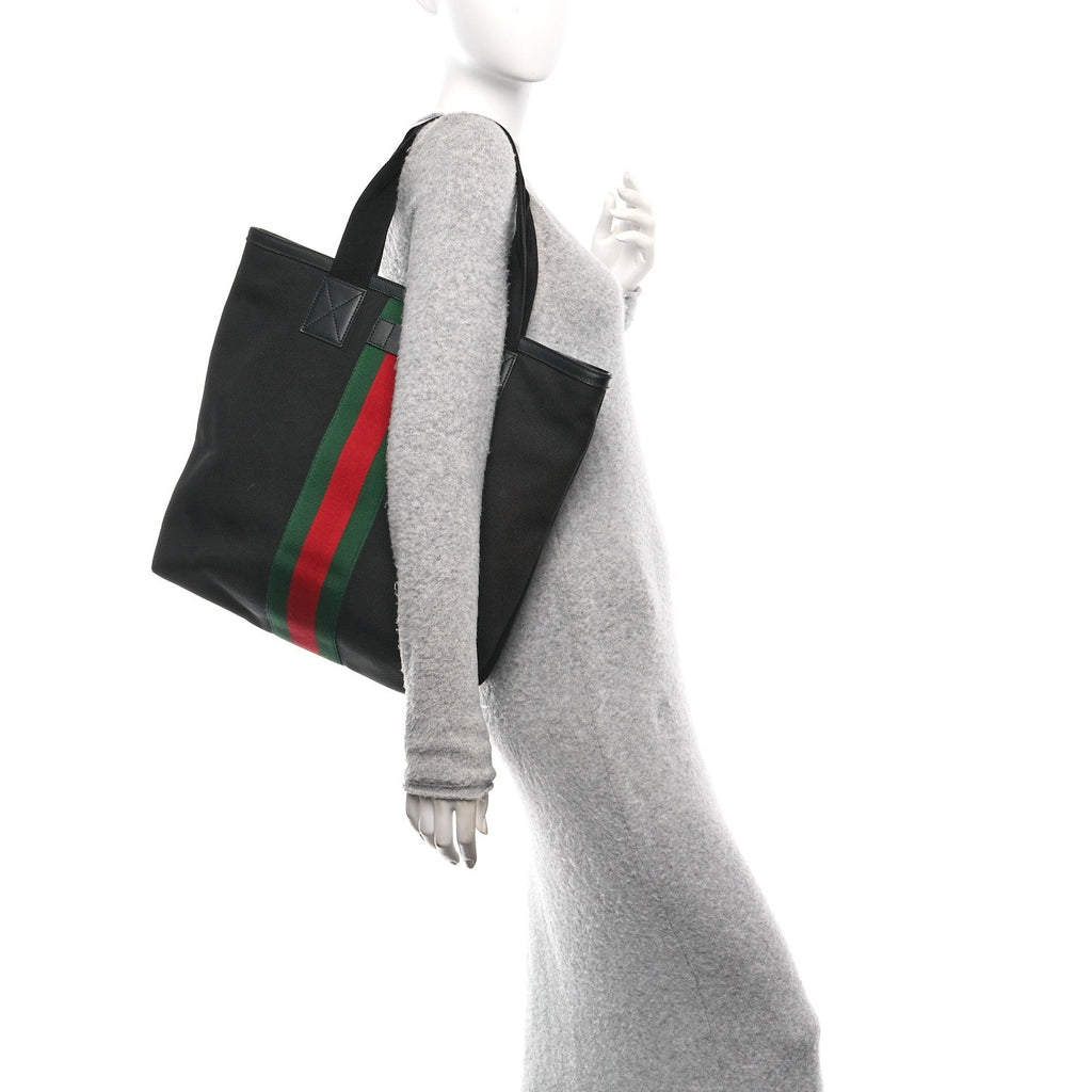 Techno Canvas Web Vertical Tote Black