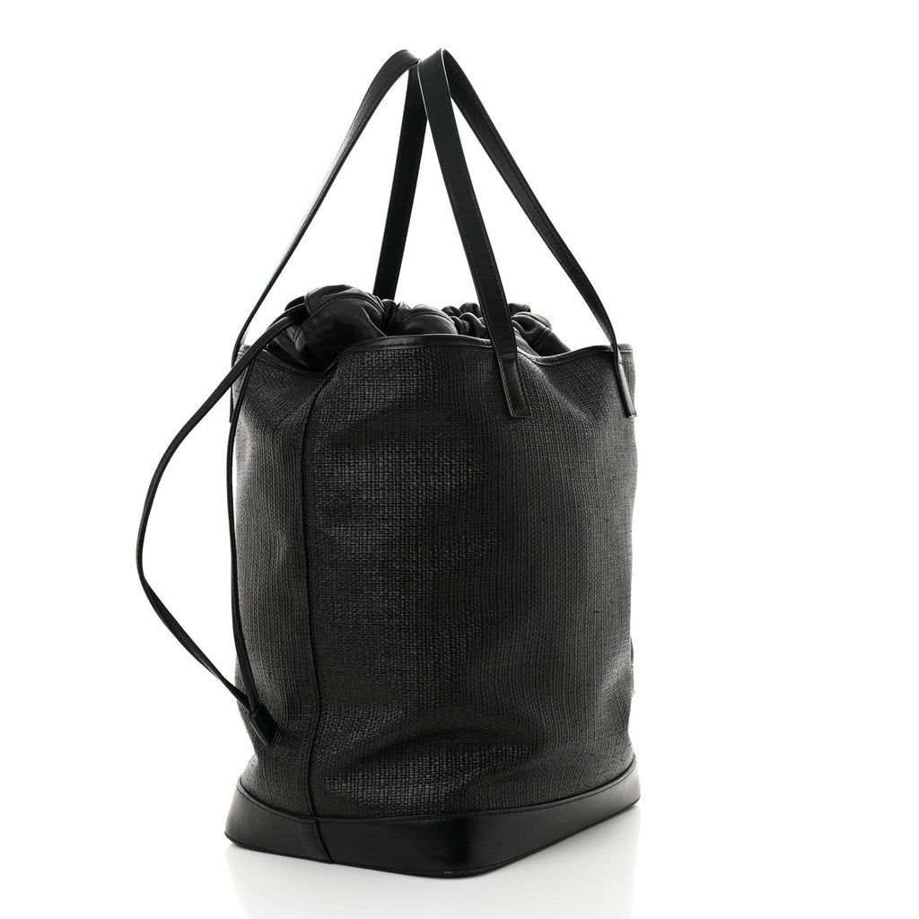 Linen Canvas Teddy Shopping Bag Black