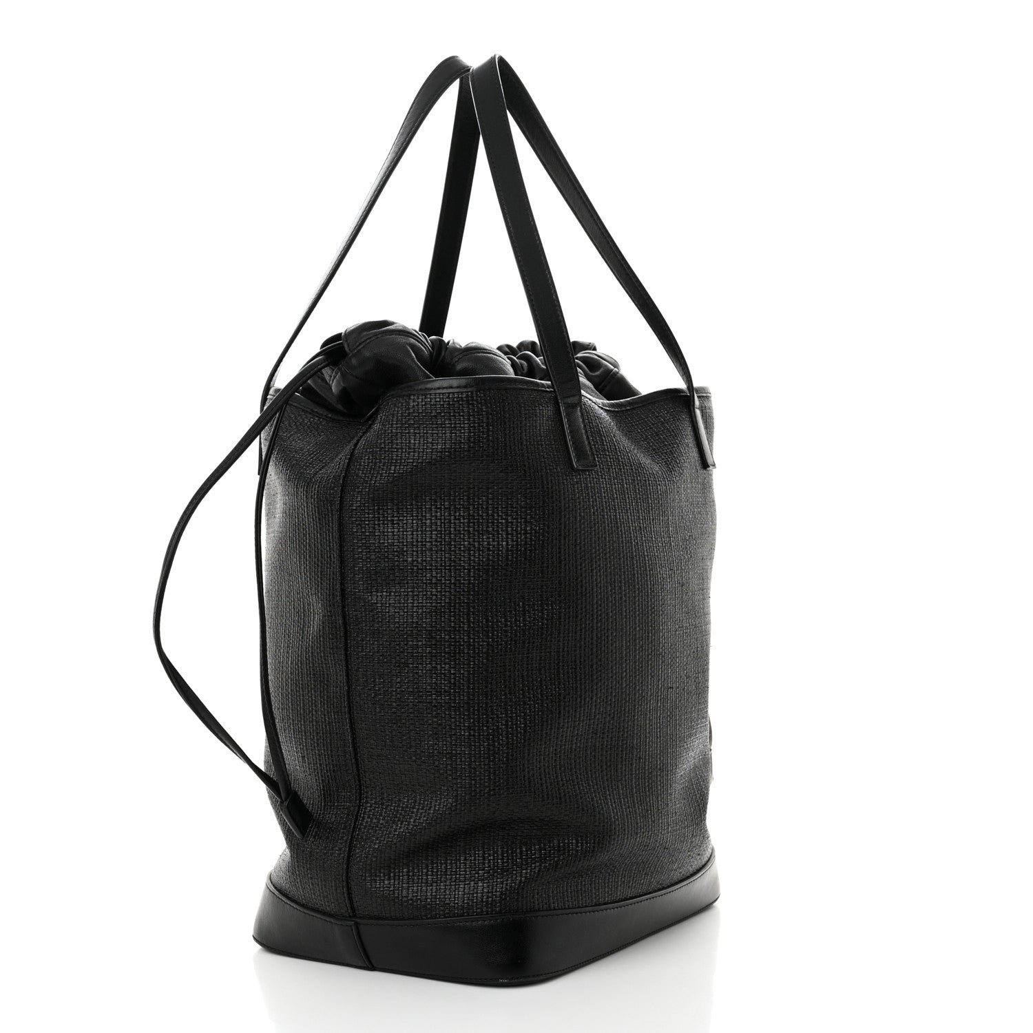 Linen Canvas Teddy Shopping Bag Black