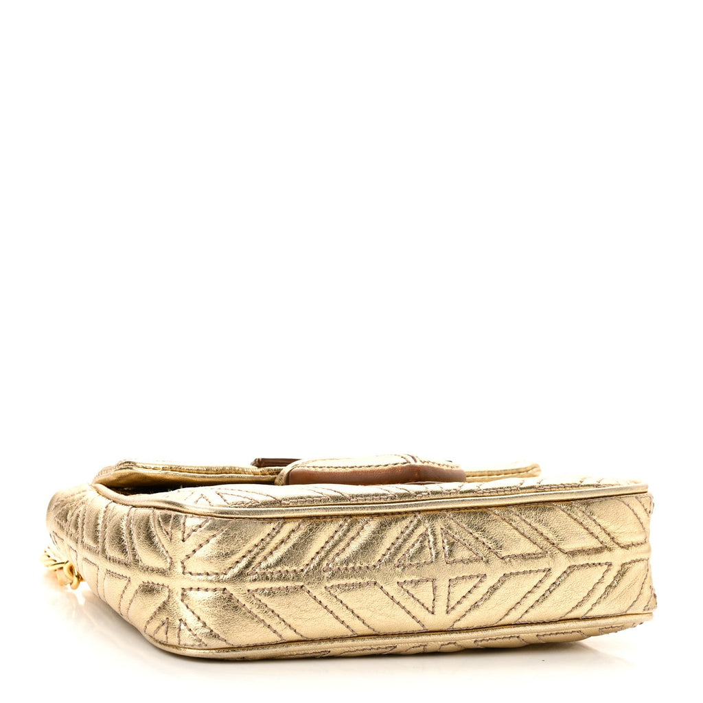 Metallic Nappa Mosaico Pattina Crossbody Platino