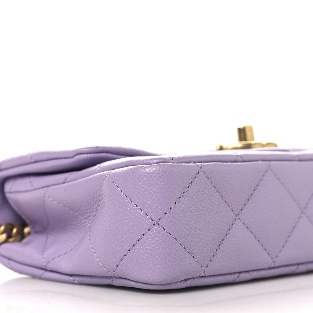Caviar Quilted Mini Rectangular Sweetheart Flap Light Purple