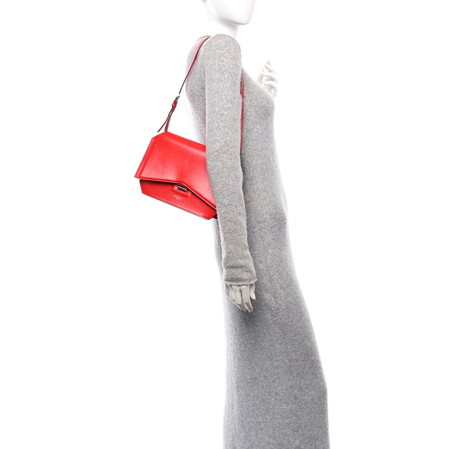 Calfskin Bow Cut Shoulder Bag Red