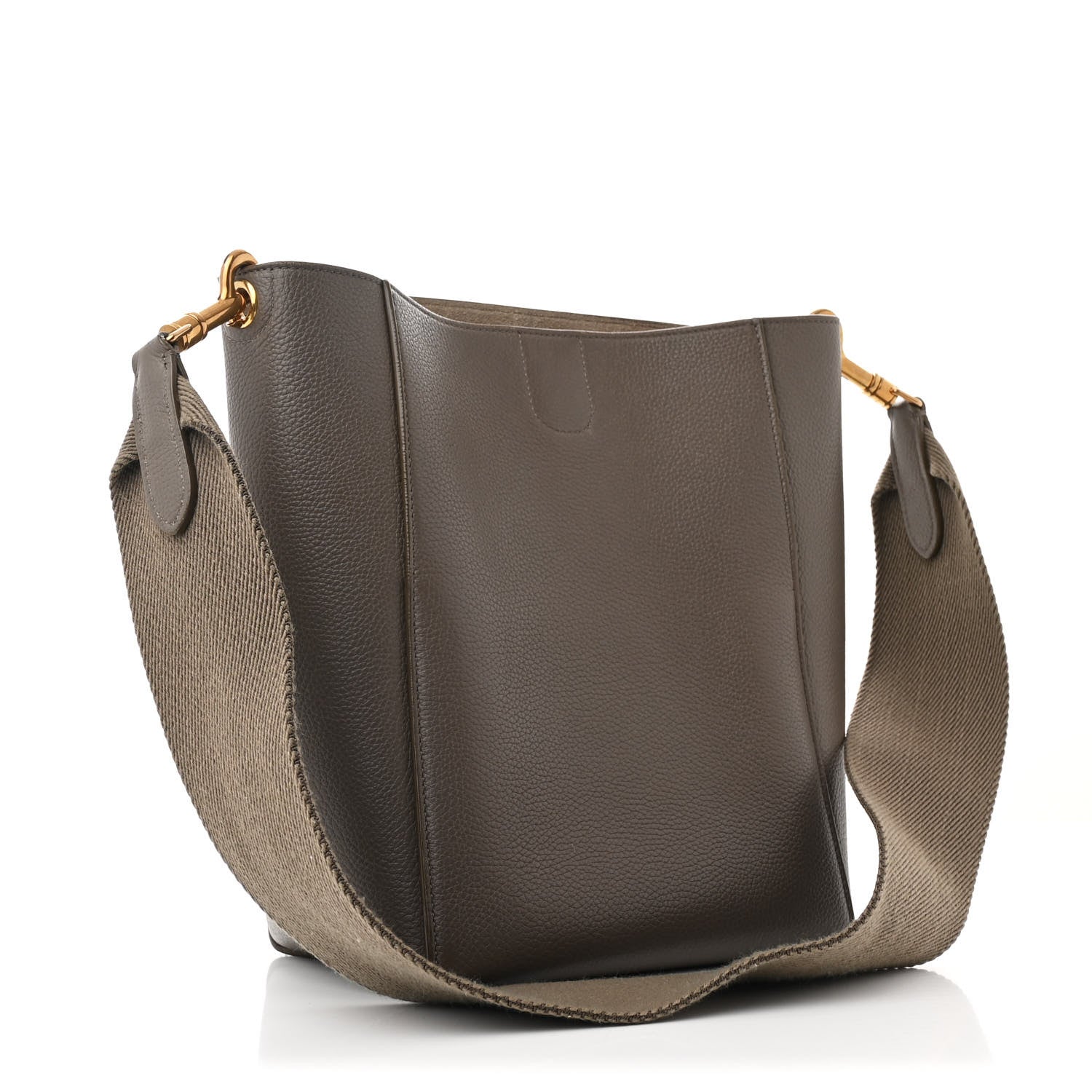 Soft Grained Calfskin Small Sangle Bucket Bag Taupe