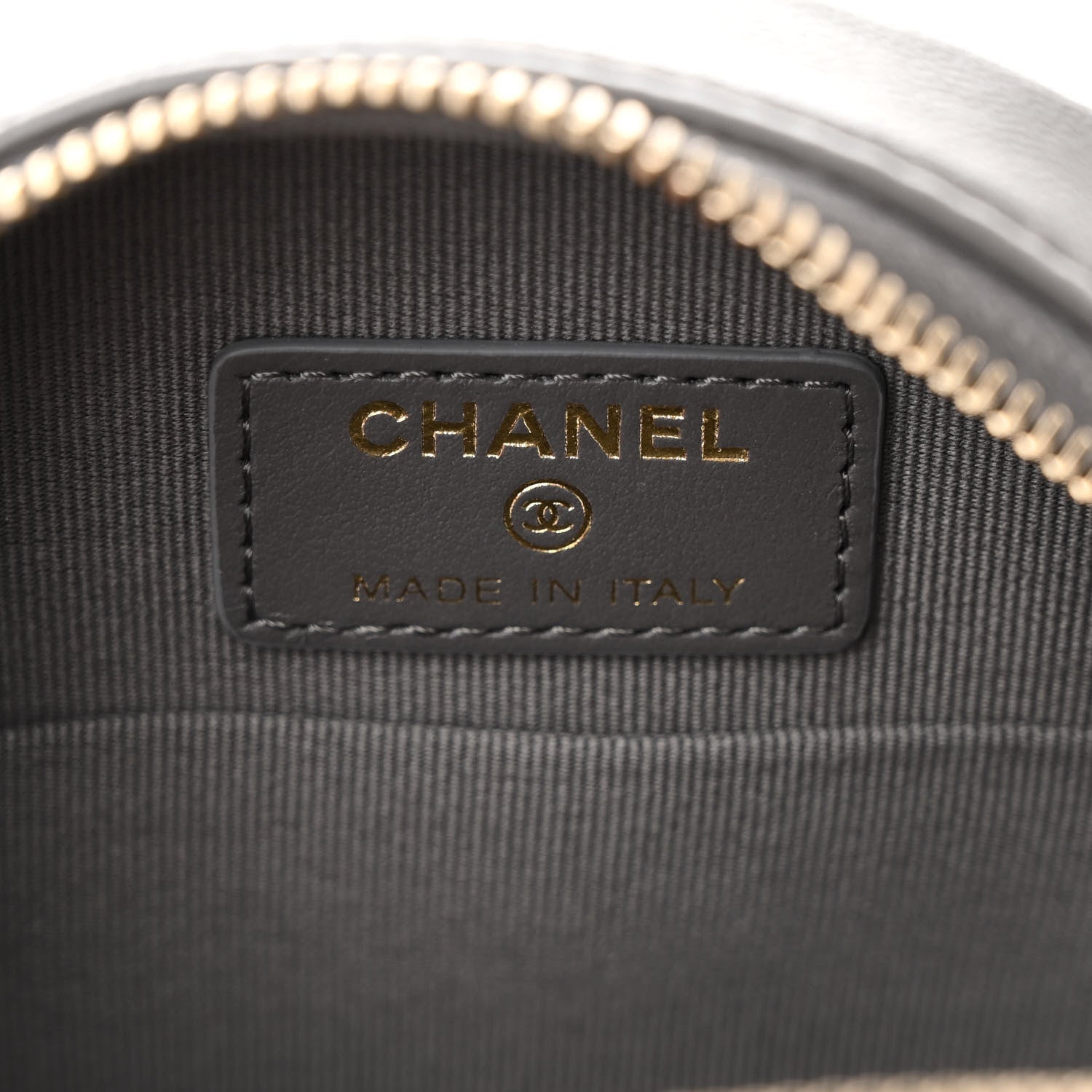 Lambskin Quilted Chanel 19 Round Clutch With Chain Grey