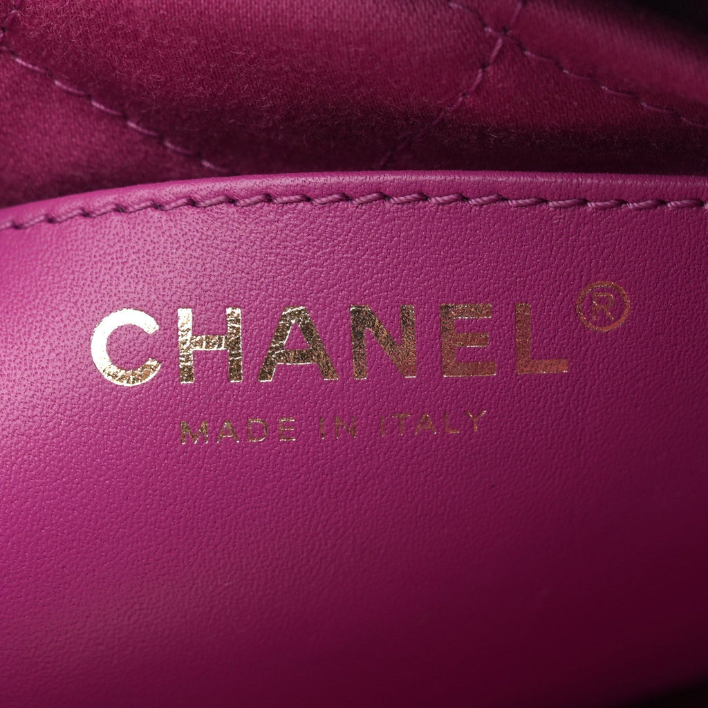 Shiny Calfskin Quilted Mini Chanel 22 Purple