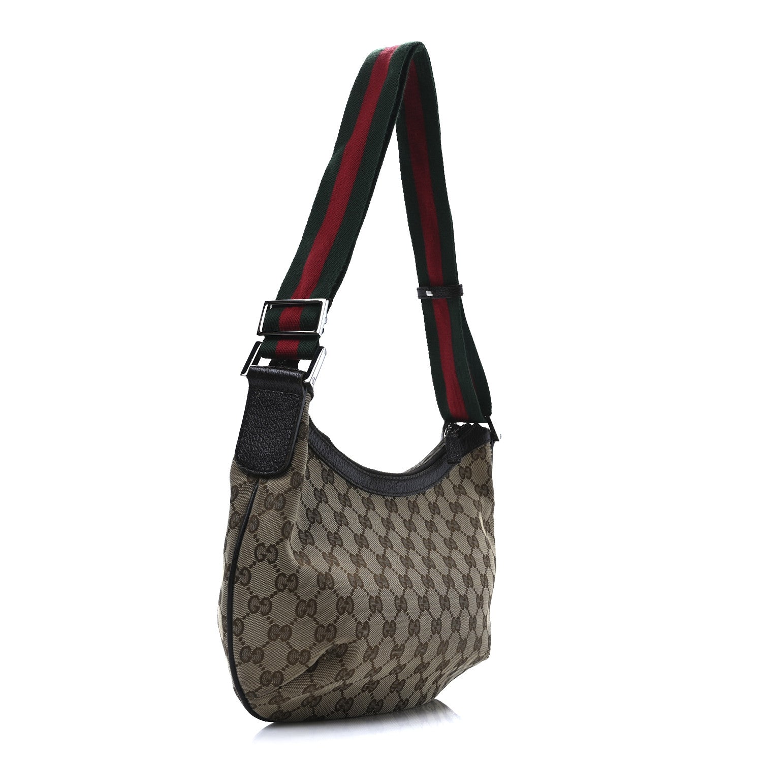 Monogram Web Medium Half Moon Hobo Dark Brown