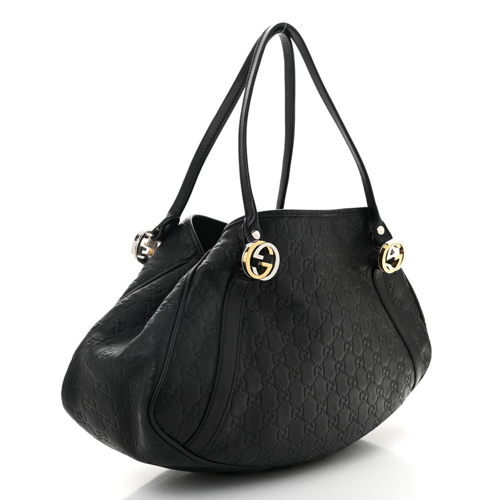Guccissima Medium GG Twins Shoulder Bag Black