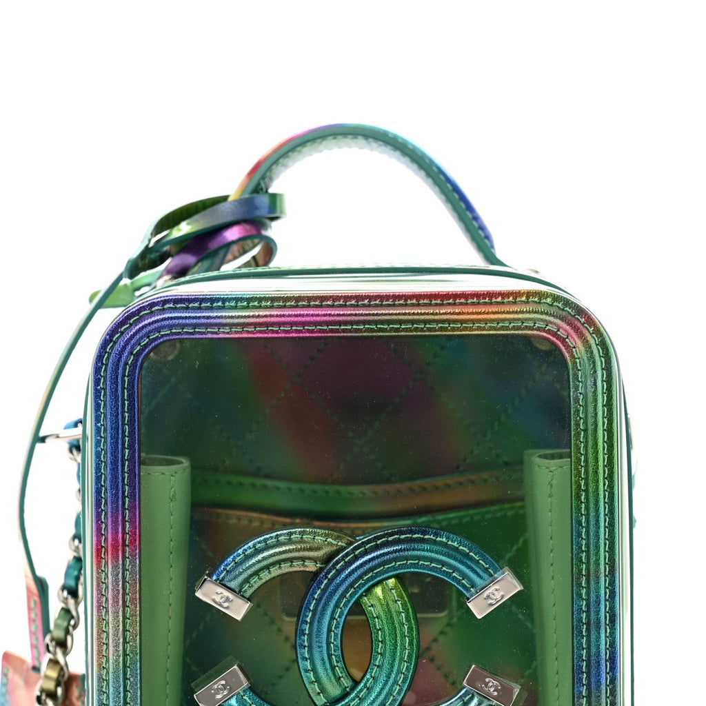 PVC Patent Calfskin Patent Lambskin Vertical Vanity Case Green