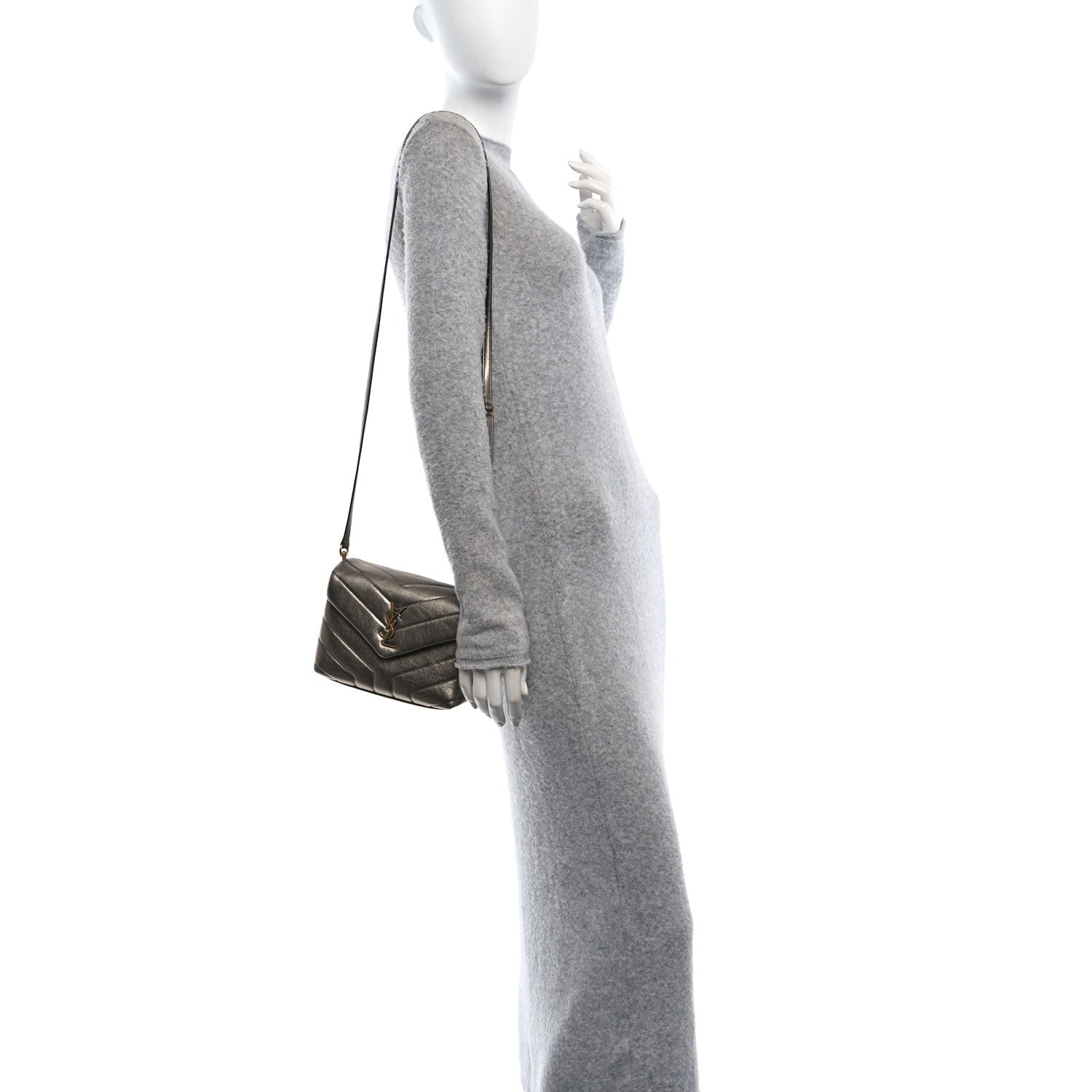 Metallic Calfskin Y Quilted Monogram Toy Loulou Crossbody Bag Piombo