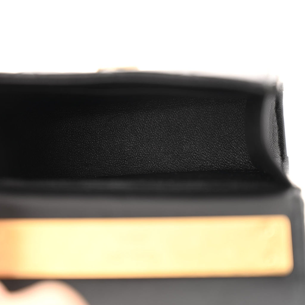 Lambskin Enamel Quilted Mini Top Handle Flap Black