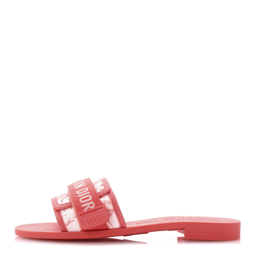 Technical Stretch Fabric Dio(r)evolution Toile De Jouy Slide Sandals 35 Coral