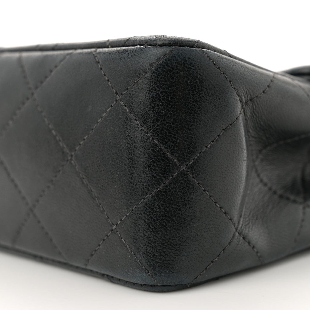 Lambskin Quilted Mini Square Flap Black