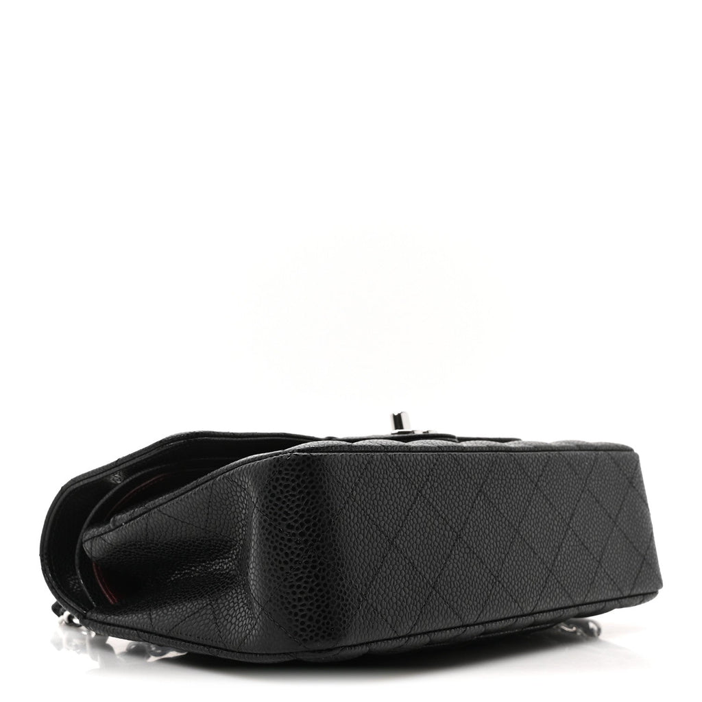 Caviar Quilted Small Double Flap Black