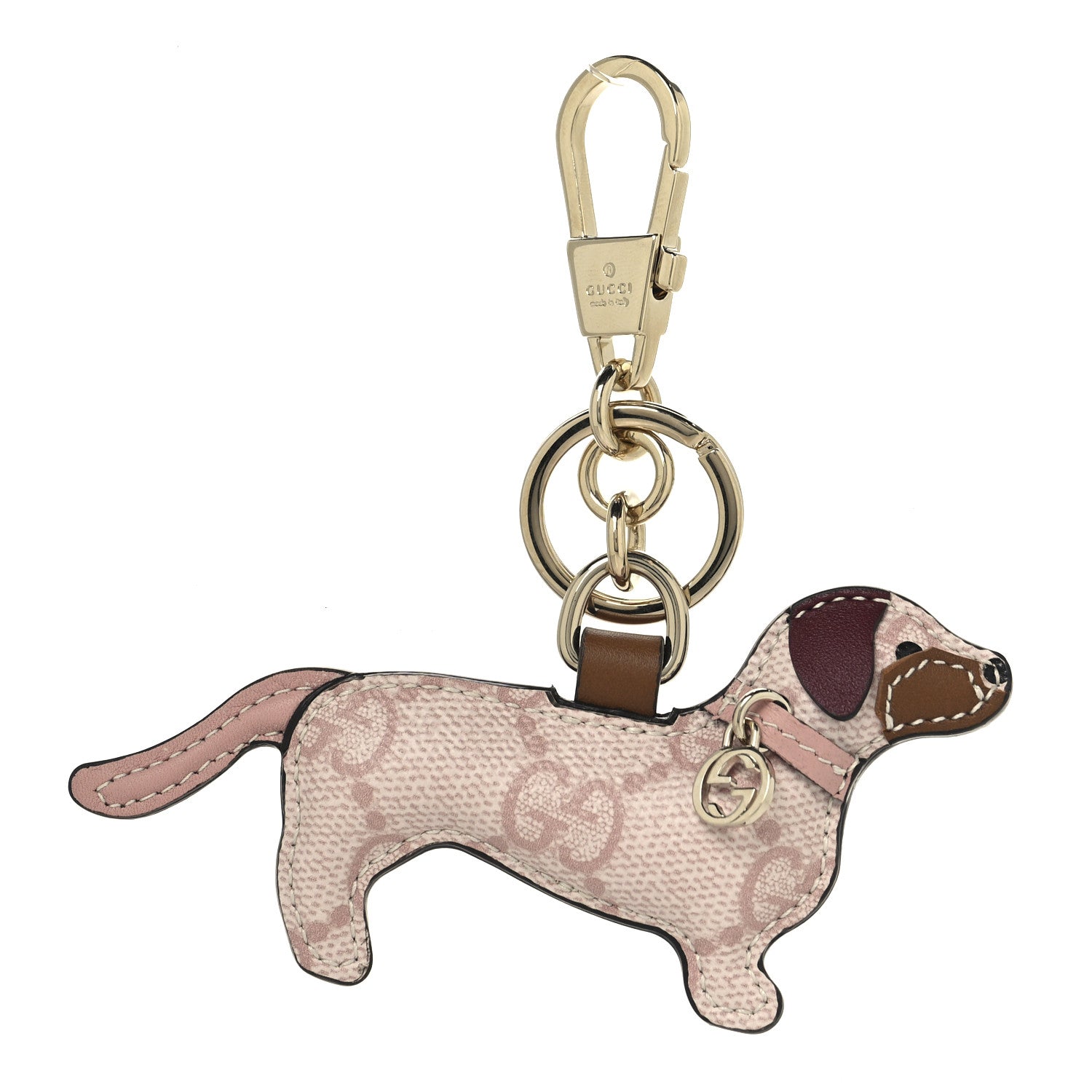 GG Supreme Monogram Dog Shaped Bag Charm Light Pink
