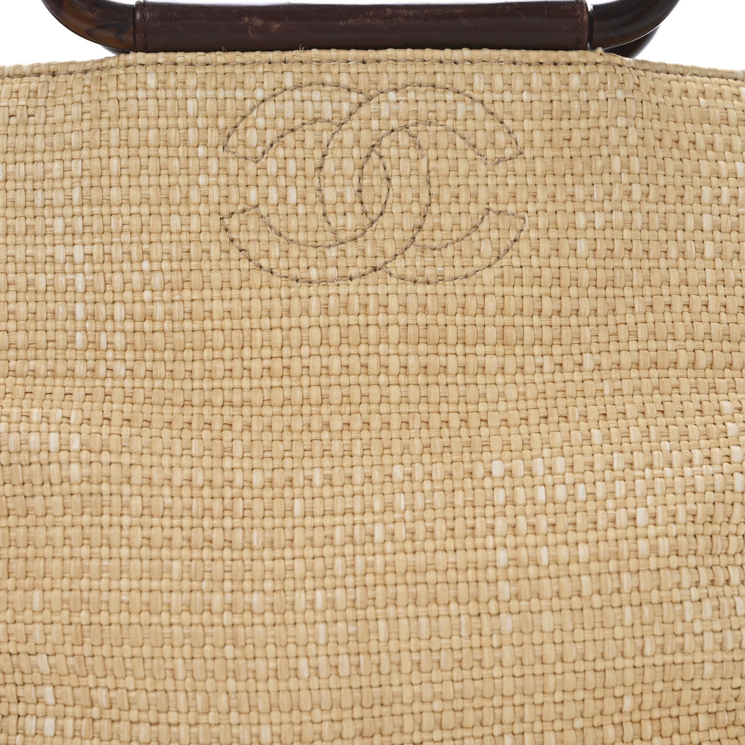 Woven Straw Raffia Wooden Handle Bag