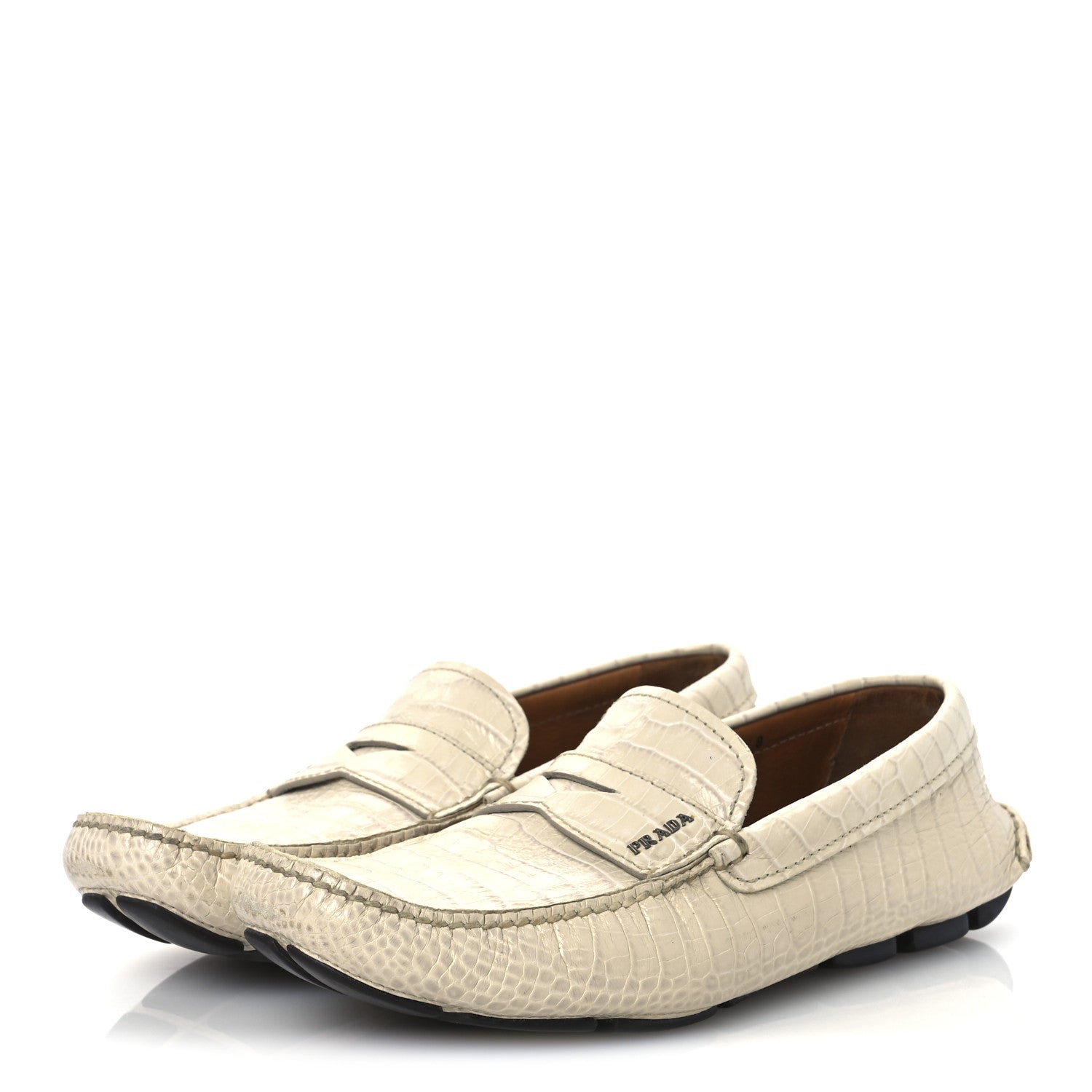 Calfskin Crocodile Embossed Loafers Men's Driving Loafers 8 Cera