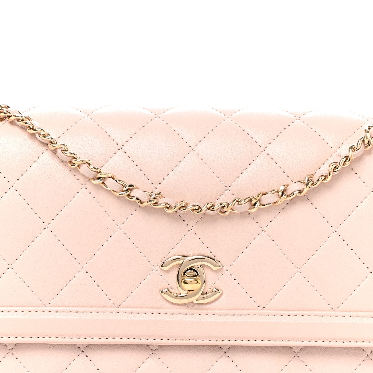 Lambskin Quilted Hanbok Flap Bag Light Pink