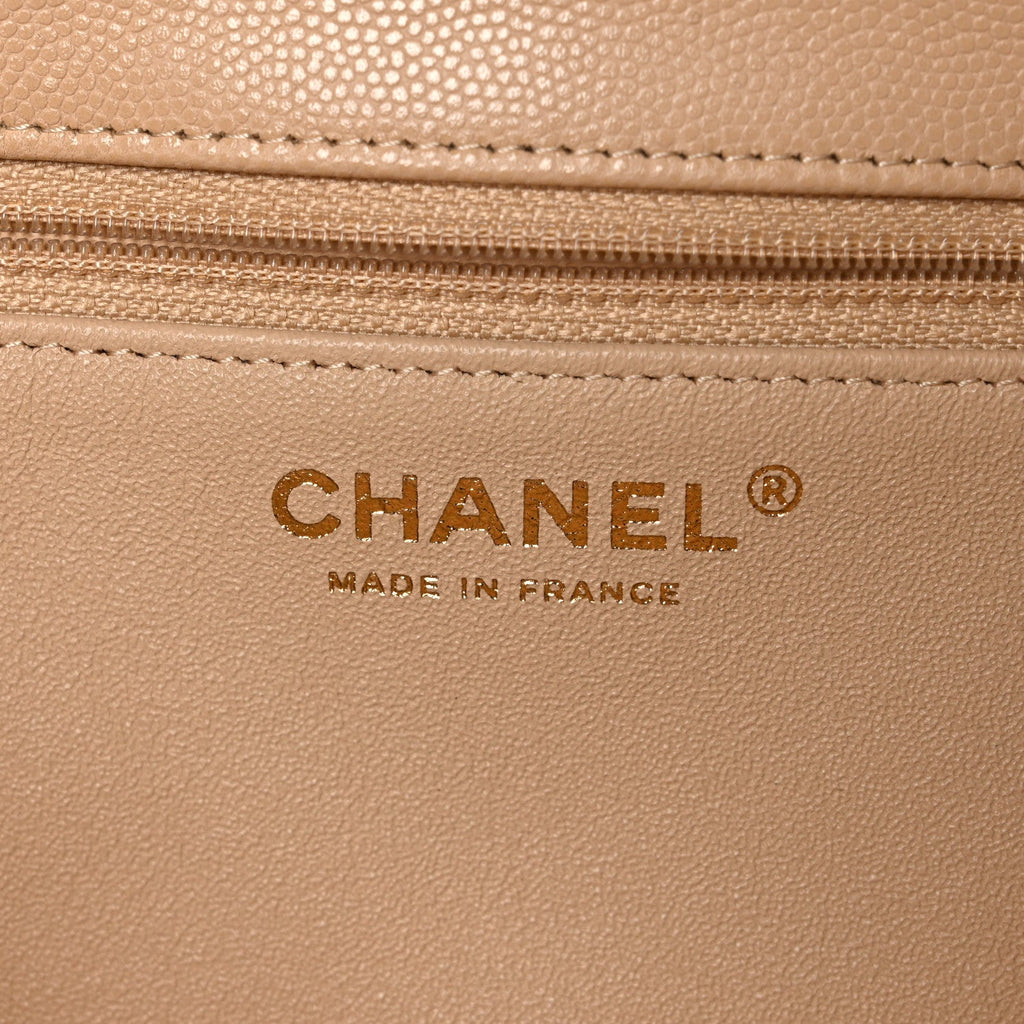 Caviar Quilted Flap Clutch Beige