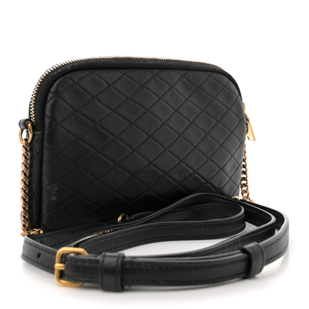 Lambskin Quilted Gaby Zipped Pouch Black