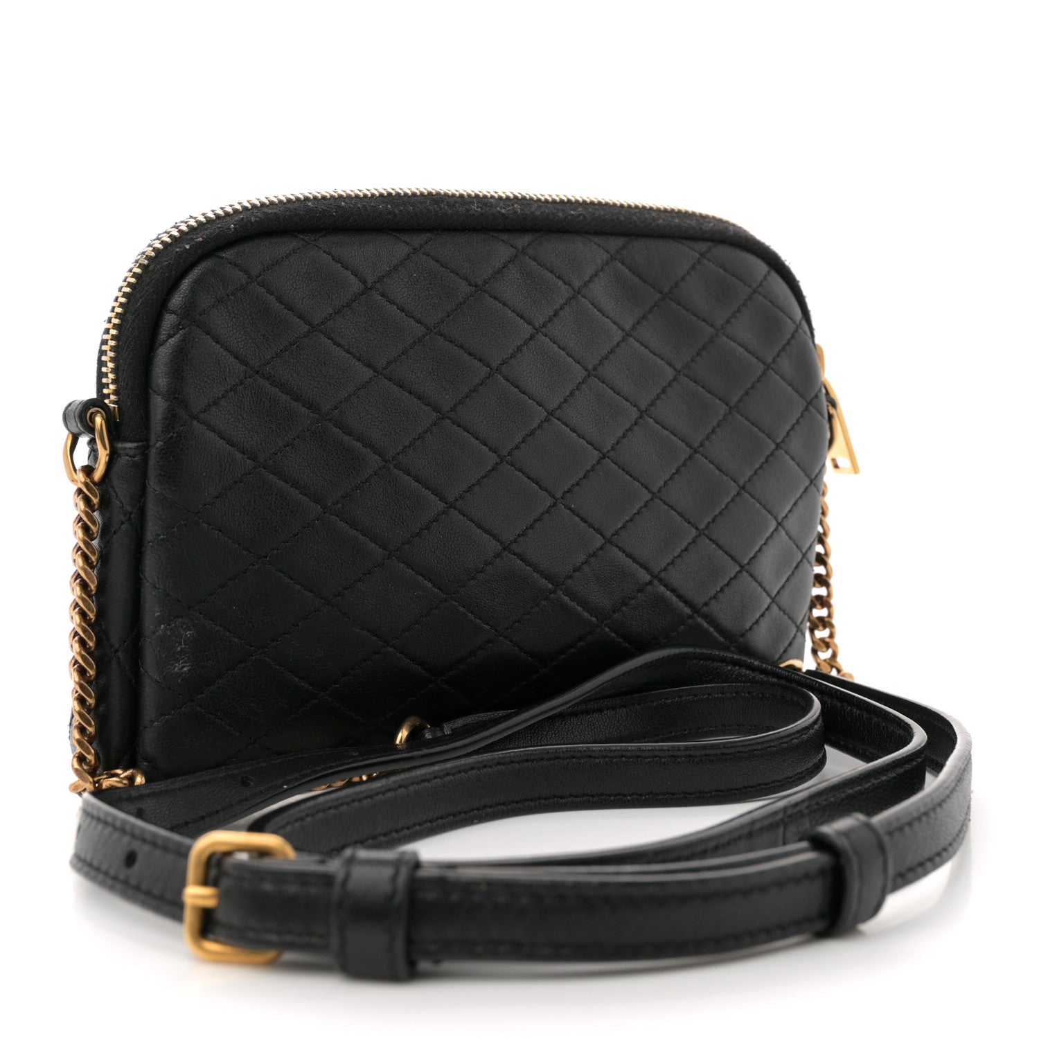 Lambskin Quilted Gaby Zipped Pouch Black