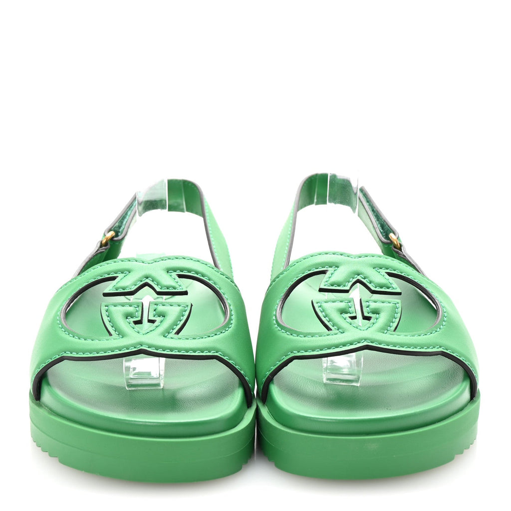 Cosmos Softy Calfskin Interlocking G Slingback Sandals 36.5 New Shamarock