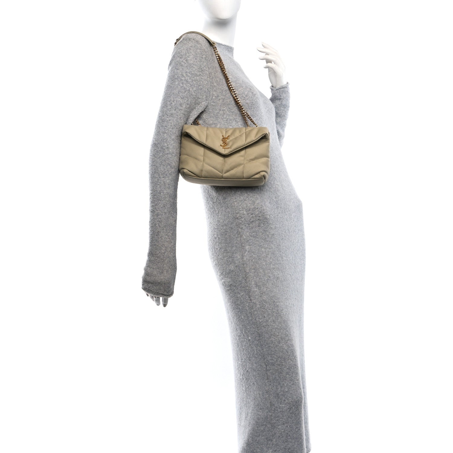 Canvas Quilted Toy Loulou Puffer Monogram Chain Satchel Cool Beige