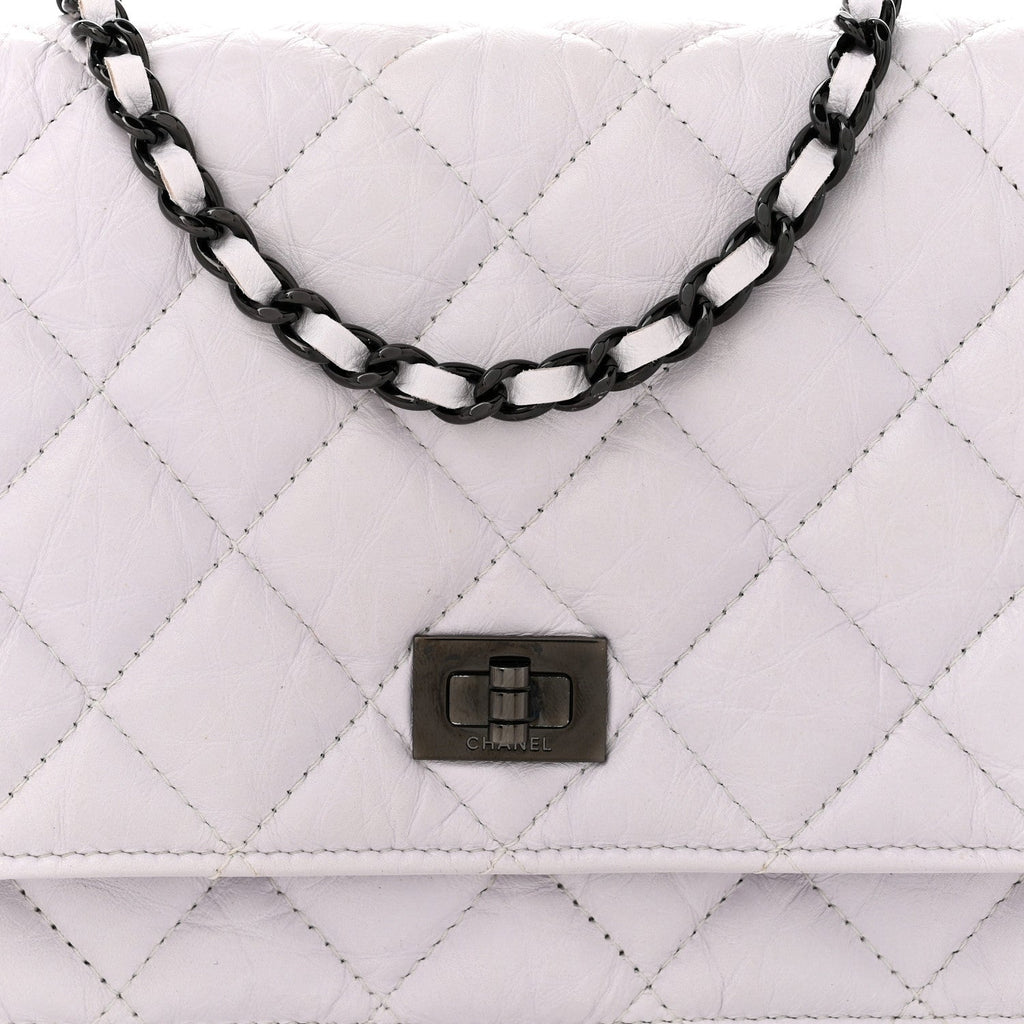 Aged Calfskin Quilted Reissue Wallet On Chain WOC White