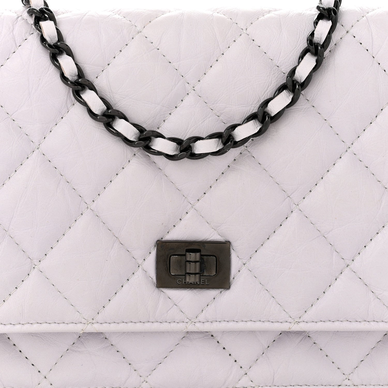 Aged Calfskin Quilted Reissue Wallet On Chain WOC White