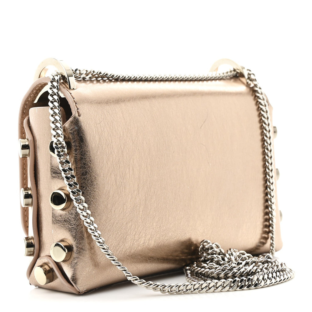 Metallic Calfskin Lockett Petite Shoulder Bag Pink