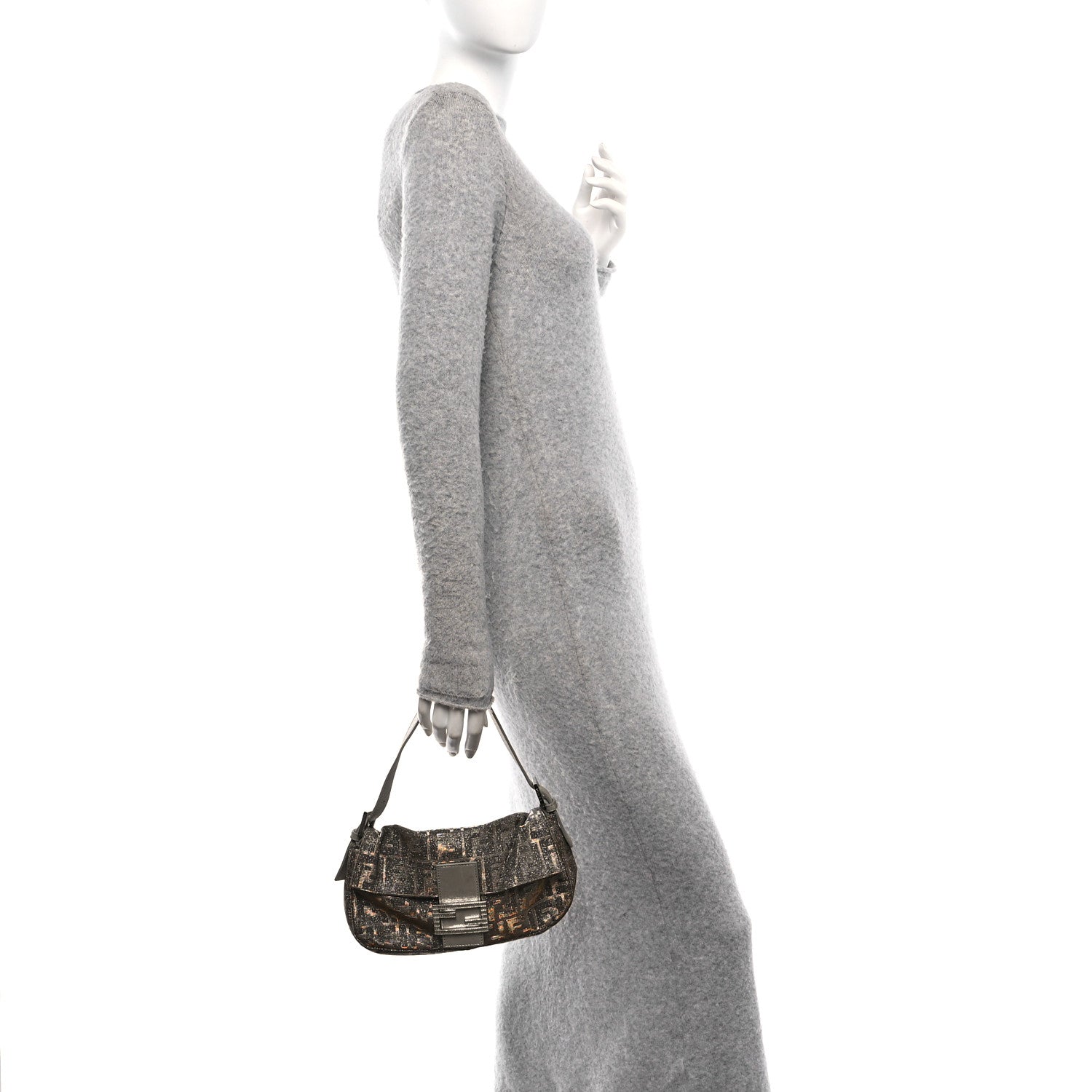 Metallic Lurex Zucca Vitello Baguette Oro Argento